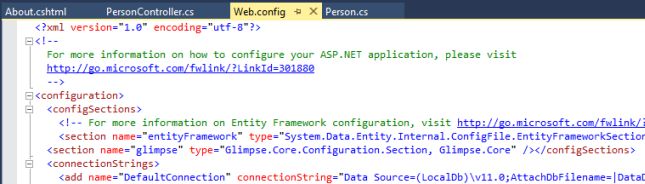 Section in WebConfig